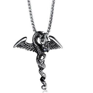 ❤️Stainless steel rhinestone dragon Necklace, N90201P137